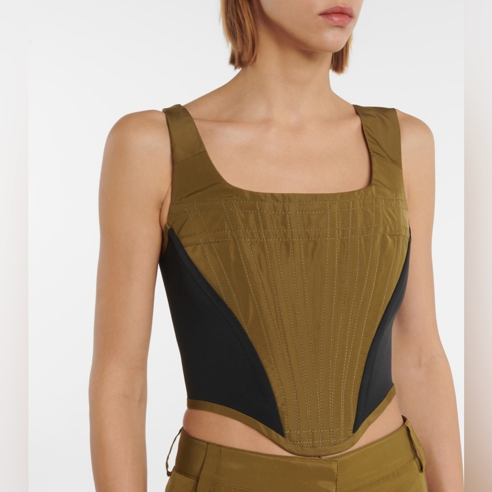 NWT Stella McCartney Scuba Bustier Top Corset Military Green Sz 34